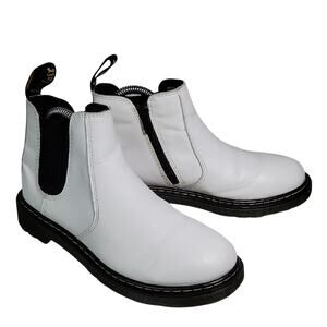 Dr. Martens White Leather Chelsea Boots Zip Side Womens Size 7 Mens Size 6